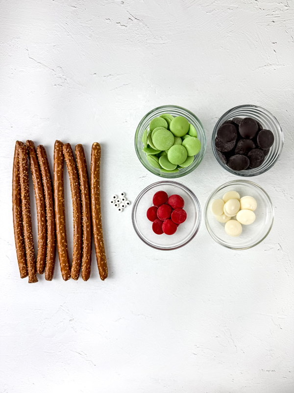 overhead shot of ingredients for Bride of Frankenstein pretzel treats
