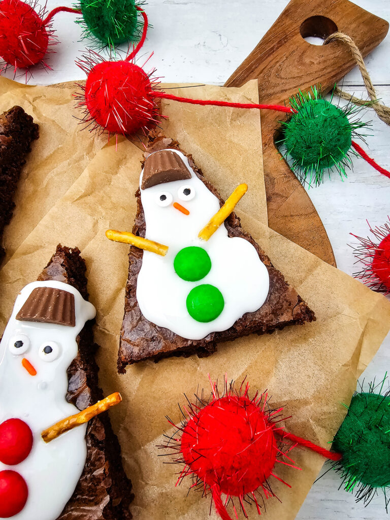 cute winter snowman brownies