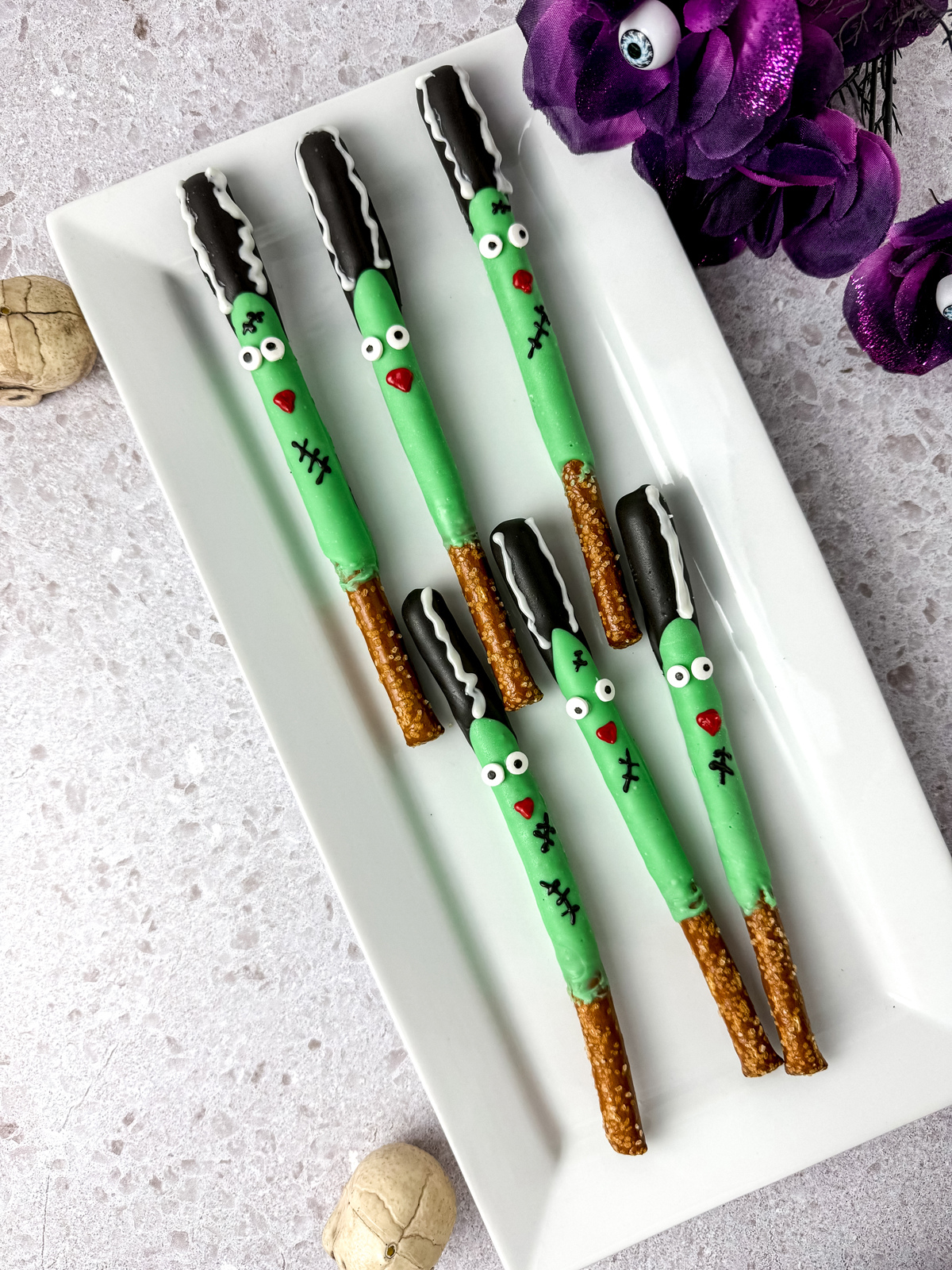 Bride of Frankenstein Pretzel Treats