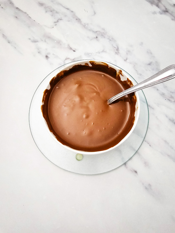 melt the chocolate in a microwave safe bowl