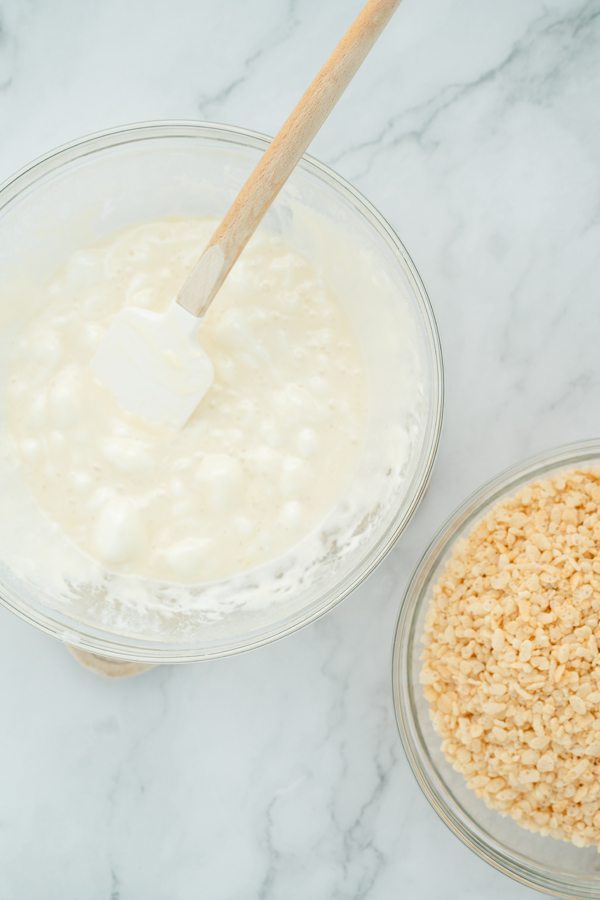 melt the marshmallows and butter together