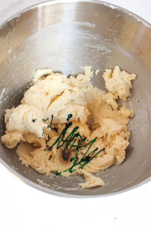 add extracts and green food coloring