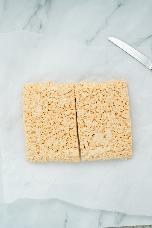 cut sheet of treats in half