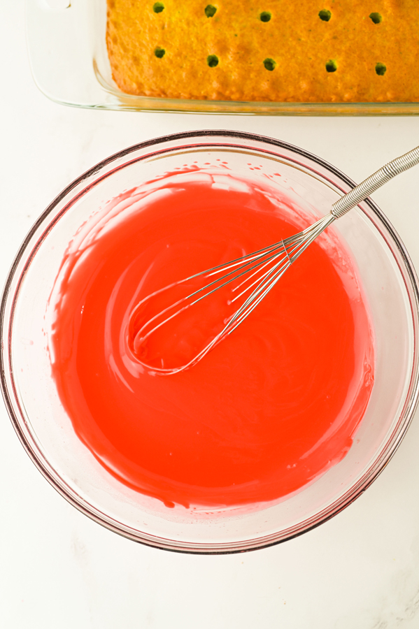 add red food coloring to the pudding mixture
