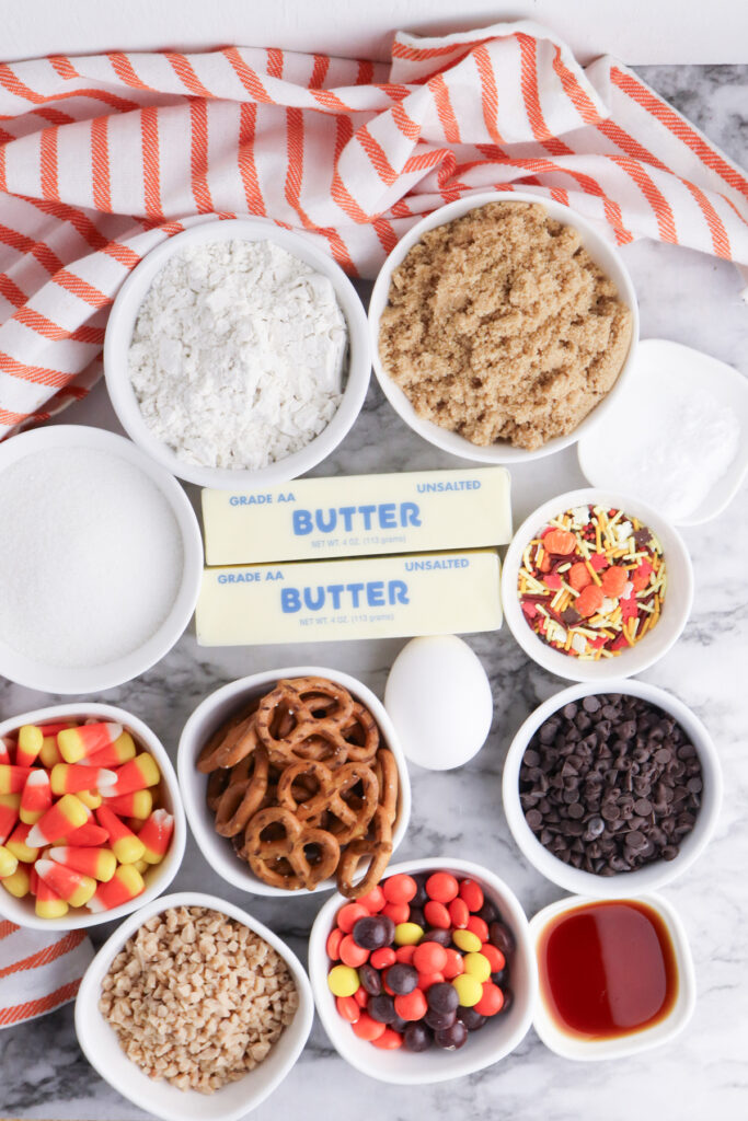 overhead shot of fall kitchen sink cookies ingredients