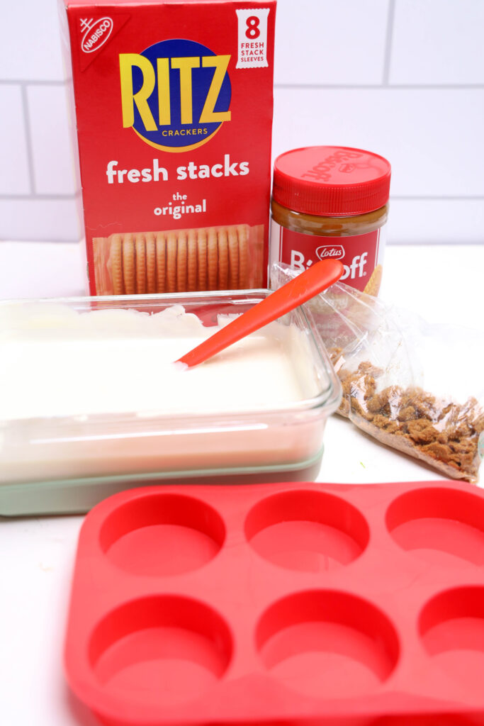 ingredients for holiday biscoff and ritz cracker treats