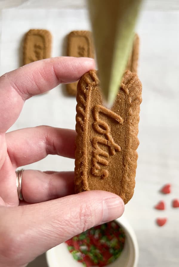 pipe candy into center of cookie