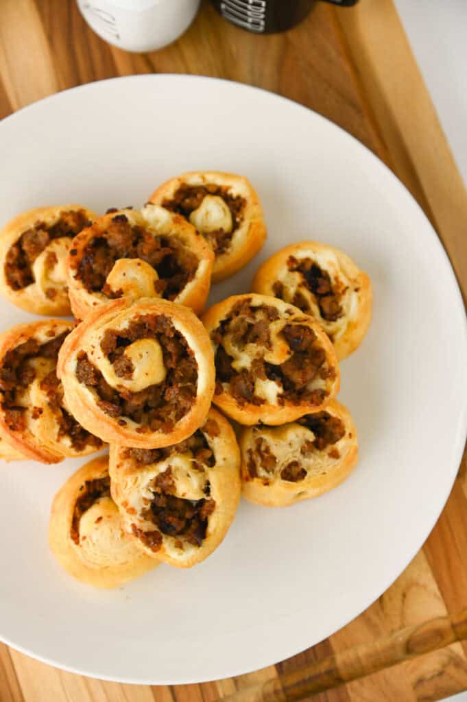 overhead shot of pinwheels on a plate