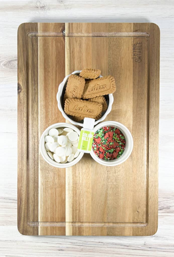 ingredients for grinch biscoff cookies