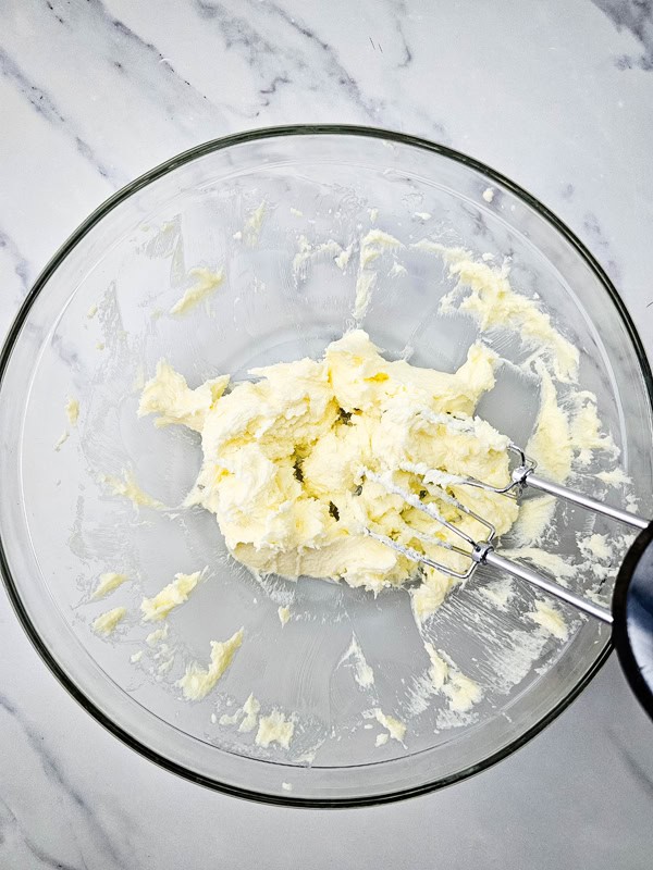 butter and sugar mixed for 3 minutes