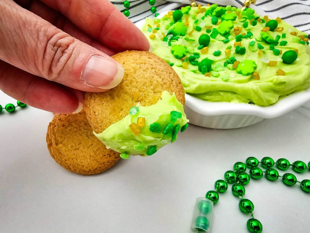 cookie dipped in st patrick's day dessert dip